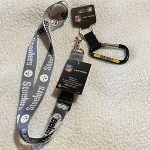 NFL Steelers Lanyard with Key Ring Black Carabiner